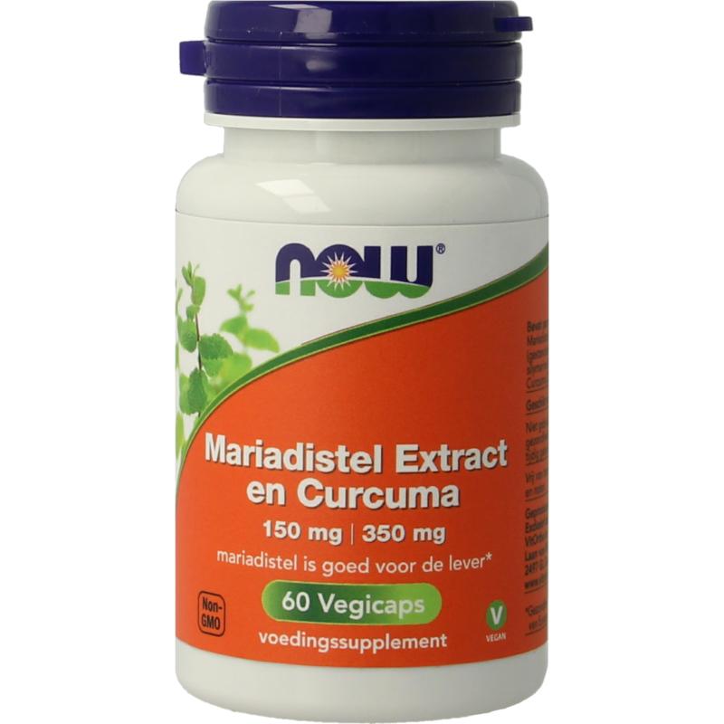 NOW Mariadistel extract en curcuma - 60 Vegetarische capsules